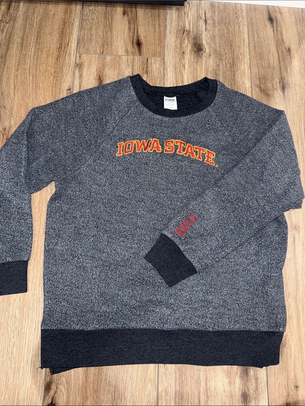 Iowa State Embroidered Women’s PINK Gray Crewneck Sweatshirt